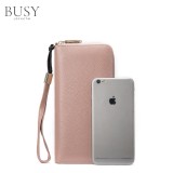 Cumpara ieftin Portofel dama, BUSY LDY&amp;GTM&reg; Hera, piele naturala, compartiment smartphone, multiple sloturi, fermoar monede, roz pudra