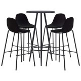 Cumpara ieftin Set mobilier de bar, 5 piese, negru, material textil