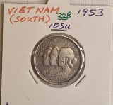 338, Vietnam, South Vietnam, 10 su 1953, KM#1, aluminiu, slaba, Europa