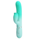 Vibrator Iepuras Gigi, 7 Moduri Pulsare, 7 Moduri Licking, Silicon, USB Magnetic, Verde, 22.8 cm