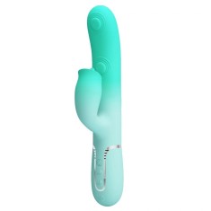 Vibrator Iepuras Gigi, 7 Moduri Pulsare, 7 Moduri Licking, Silicon, USB Magnetic, Verde, 22.8 cm