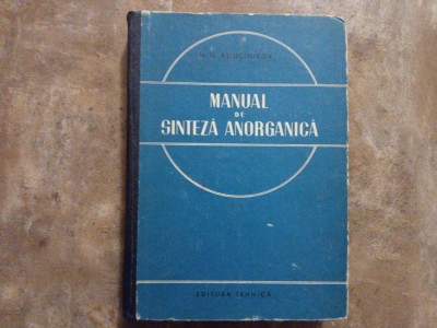 MANUAL DE SINTEZA ANORGANICA de N.G. KLIUCINIkOV , 1955 foto