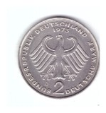 Moneda Germania 2 mark/marci 1973 D, Konrad Adenauer, cu luciu, Europa, Cupru-Nichel