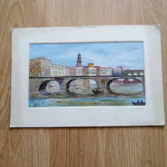 Ponte d' Argente - pictura in ulei pe carton - dimensiuni: 33 cm x 22 cm - 1999