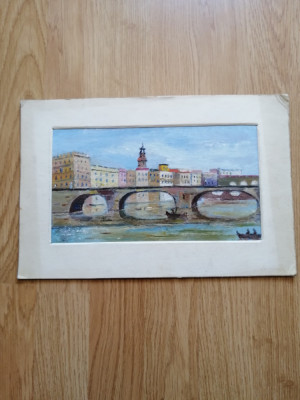 Ponte d&amp;#039; Argente - pictura in ulei pe carton - dimensiuni: 33 cm x 22 cm - 1999 foto