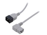 Cablu 3x1,5mm2 IEC C19 mamă unghi, IEC C20 tată PVC 1m gri