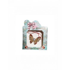 Martisor tip brosa cu model fluturas cu perla alba pentru 1 si 8 martie