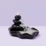 Cumpara ieftin Suport Aromaterapie Ceramica Negru Efect Cascada Fum Curgator Backflow 12x7x6cm
