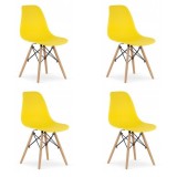 Cumpara ieftin Set 4 scaune stil scandinav, Artool, Osaka, PP, lemn, galben, 46x54x81 cm, Leobert