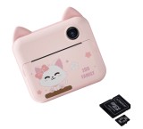 Camera foto-video digitala copii + card MicroSD 32Gb, THD Pixels P1 Wifi, imprimanta termica, rezolutie 12 megapixeli, roz