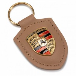 Breloc Premium piele compatibil Porsche maro deschis foto