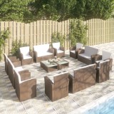 VidaXL Set mobilier de grădină cu perne, 16 piese, maro, poliratan 3095944