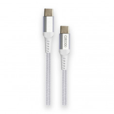 Cablu Date Grixx - Usb-c To Usb-c, Impletit, Lungime 2m - Alb