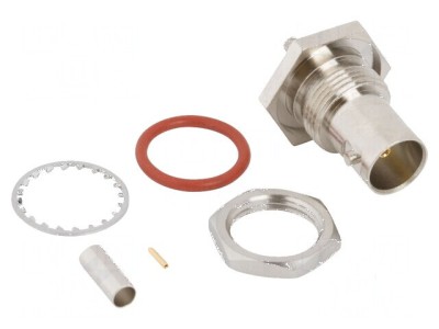 Conector BNC soclu mamă drept 75&amp;Omega; crimpat PTFE aurit alamă foto