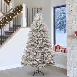 VidaXL Brad de Crăciun artificial Verde și alb 240 cm PVC și Metal 3395772