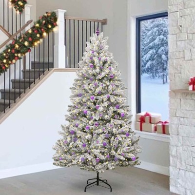 vidaXL Brad de Crăciun artificial Verde și alb 240 cm PVC și Metal 3395772 foto