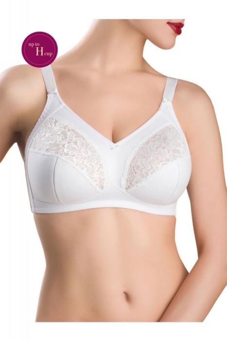 Sutien dantelat fără &icirc;ntărituri si arcuri, Conte Suprema RB7020 - Bianco, 85D