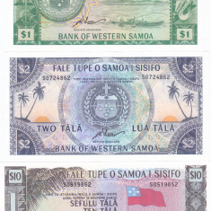 Bancnota Samoa de Vest 1-10 Tala (1967/2020) - P16e-18e UNC ( set x3 serie S)