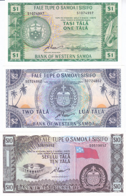 Bancnota Samoa de Vest 1-10 Tala (1967/2020) - P16e-18e UNC ( set x3 serie S) foto