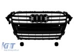 GRILA VOPSITA NEAGRA TIP S4 POTRIVITA PENTRU AUDI A4 2011-2015 PENTRU MODELE ECHIPATE CU BARA FRONTALA STANDARD, CU ORIFICII PENTRU SENSOARE DE PARCAR