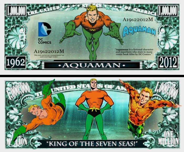 !!! SUA = FANTASY NOTE = AQUAMAN - 2012 - UNC / SERIA SUPEREROI