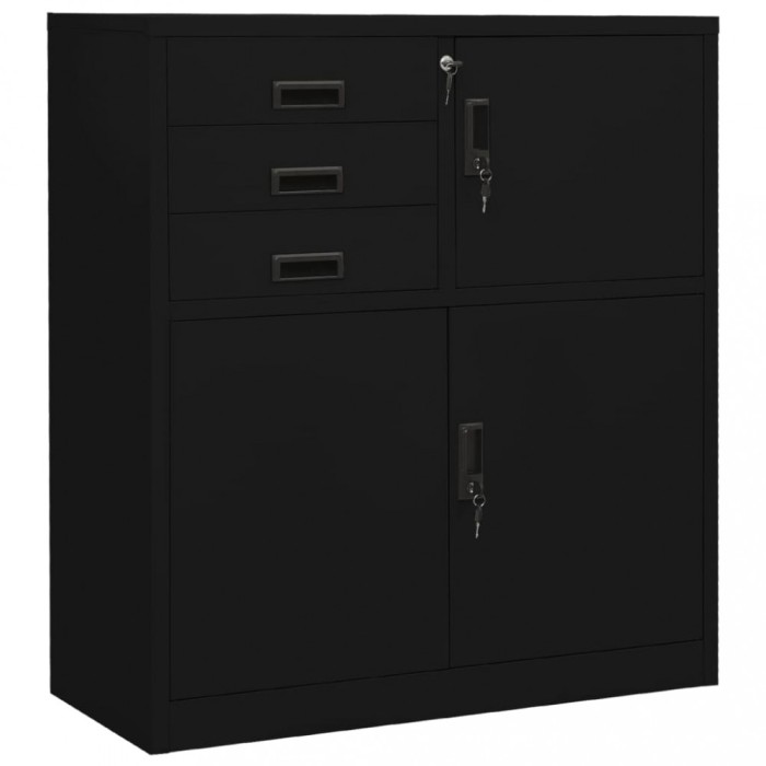 vidaXL Dulap de birou, negru, 90x40x102 cm, oțel 336407