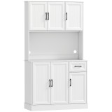 HOMCOM Dulap de bucătărie, 180,5 cm, dulap de depozitare, suprafață de lucru, orificiu pentru cablu, rafturi reglabile, MDF, Alb | Aosom Romania
