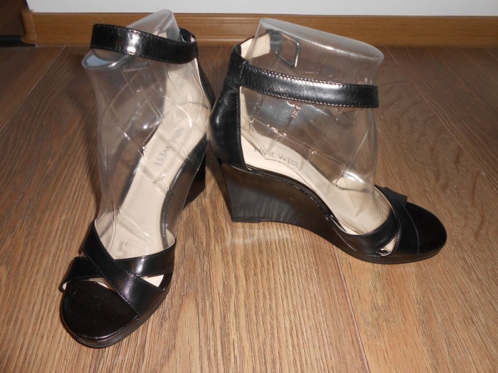 Sandale negre piele platforma Nine West (36 EU)