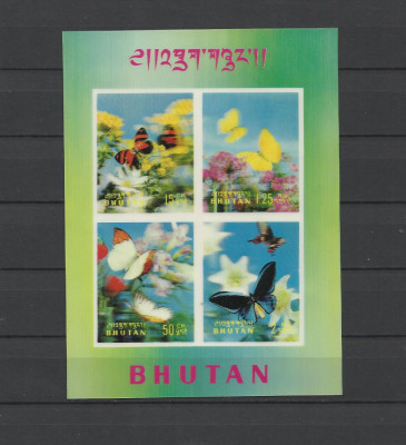 BHUTAN 1968 FAUNA FLUTURI 3D foto