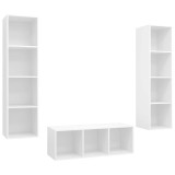 Cumpara ieftin Set de dulapuri TV, 3 piese, alb, lemn prelucrat