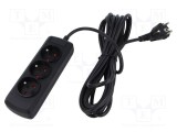 Prelungitor ARCON 3 prize 10A 5m cu protecție la supratensiune negru