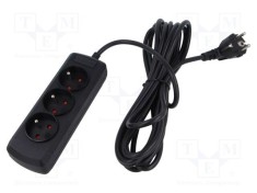 Prelungitor ARCON 3 prize 10A 5m cu protecție la supratensiune negru