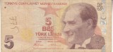 M1 - Bancnota foarte veche - Turcia - 5 lire - 2009