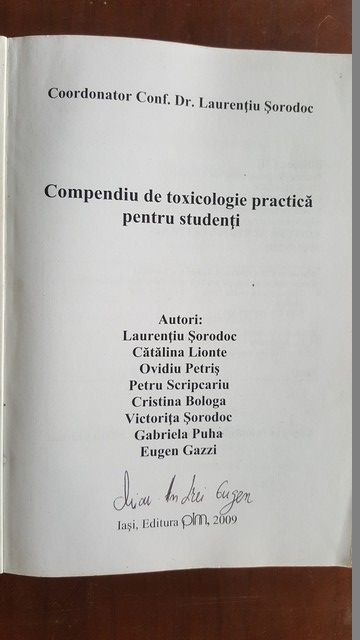 Compendiu de toxicologie practica pentru studenti- L.Sorodoc, C.Lionte, O.Petris
