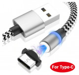 Cablu Micro USB LED, Magnetic de &icirc;ncărcare rapidă Type-C