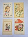 Lot 4 felicitări vechi 8 Martie (1979 - Anii '80) &ndash; Grafică retro, mesaje olografe