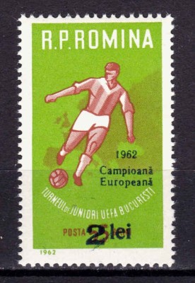 ✅RO 1962 LP 546 &amp;quot;R.P.R. - campioana mondiala la fotbal - juniori UEFA&amp;quot; , serie , MNH foto
