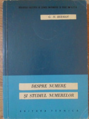 DESPRE NUMERE SI STUDIUL NUMERELOR-G. N. BERMAN foto