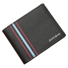Portofel bifold pentru barbati, minimalist, din piele PU cu dungi - Negru