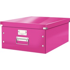 Cutie Depozitare Mare din Carton Solid Laminat Leitz Click and Store, 369x200x482, Roz, Cutie Carton Colorata, Cutie Depozitare Colorata, Cutie Mare p foto