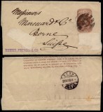 Great Britain 1888 Postal stationery Wrapper to Bern Switzerland D.984