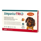 Simparica Trio S C&acirc;ini 5-10 kg, 3 Comprimate | Căpușe, Purici, Viermi