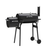 Gratar BBQ pentru carbuni, 2 compartimente, grill si afumatoare, raft, horn, roti transport, termometru, ProCart