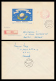1964 Romania, colita nedantelata Navigatia cosmica, FDC circulat LP 577, Romania de la 1950, Spatiu