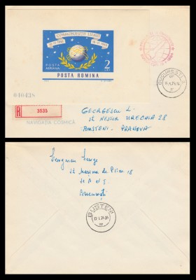 1964 Romania, colita nedantelata Navigatia cosmica, FDC circulat LP 577 foto