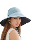 Pălărie de soare pentru femei, reversibilă, de pescuit, cu bor larg, protecție UV, pălărie pliabilă pentru exterior cu