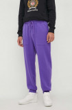 United Colors of Benetton pantaloni de trening din bumbac culoarea violet, neted