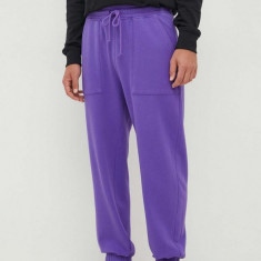 United Colors of Benetton pantaloni de trening din bumbac culoarea violet, neted