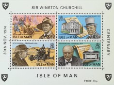 BC322, Isle od Man 1974, bloc centenar Winston Churchill foto