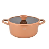Oala din aluminiu turnat sub presiune, acoperire ceramica, capac sticla, 24 cm, ZG-ACS14 Teracotta - NOU